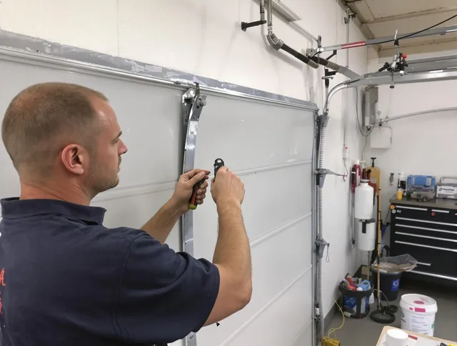Before and after garage door dent repair by Covina Garage Door Repair in Covina